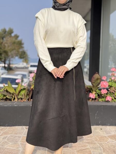 Ghisa Fermuarlı Süet Etek G5372