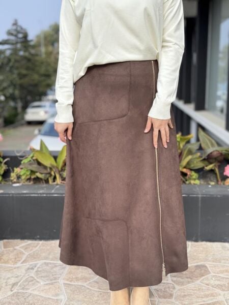 Ghisa Fermuarlı Süet Etek G5372