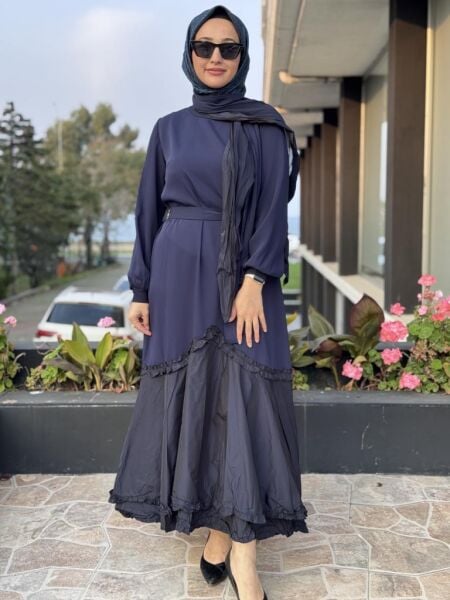 Misswhence Paraşüt Detaylı Fularlı Elbise 38826