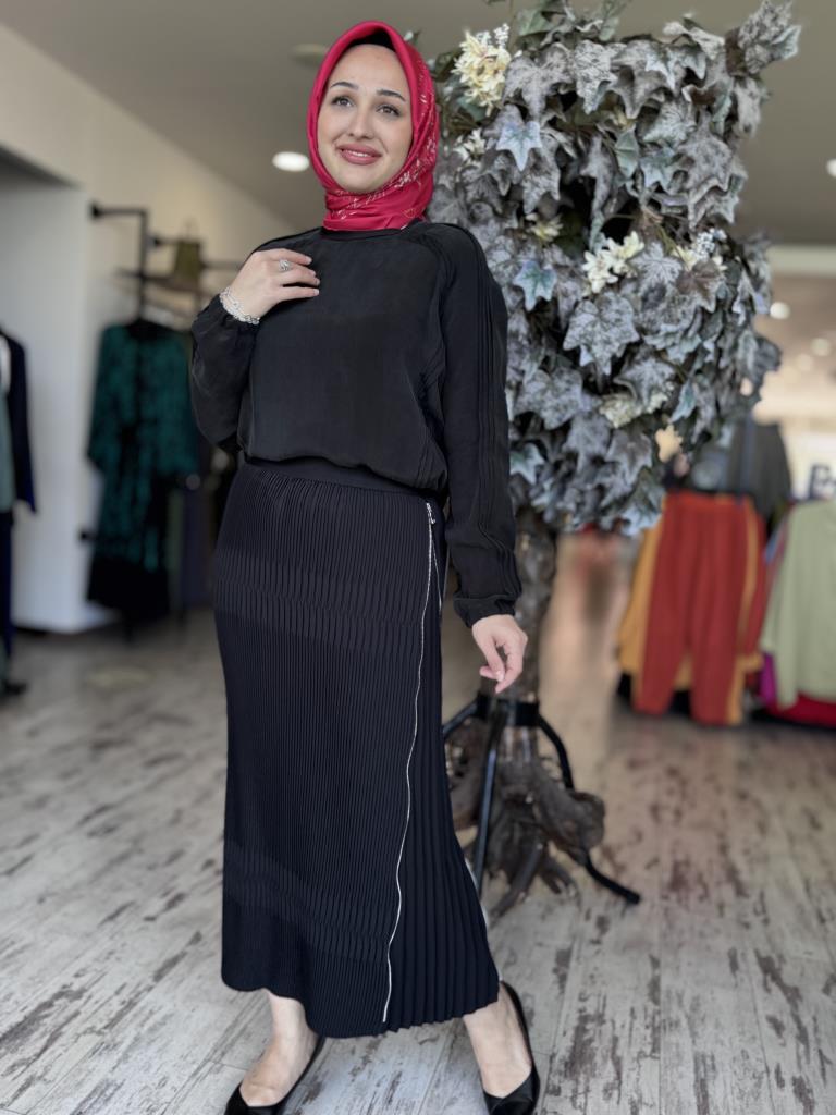 Misswhence Fermuarlı Pliseli Etek 37921