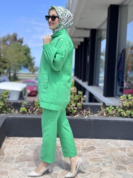 Qupra Omuz Zımba Detaylı Fermuarlı Kap Pantolon Takım WAB82085