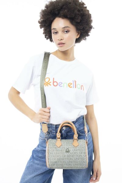Benetton Baskılı Keten Bavul Çanta BNT1086 SİYAH