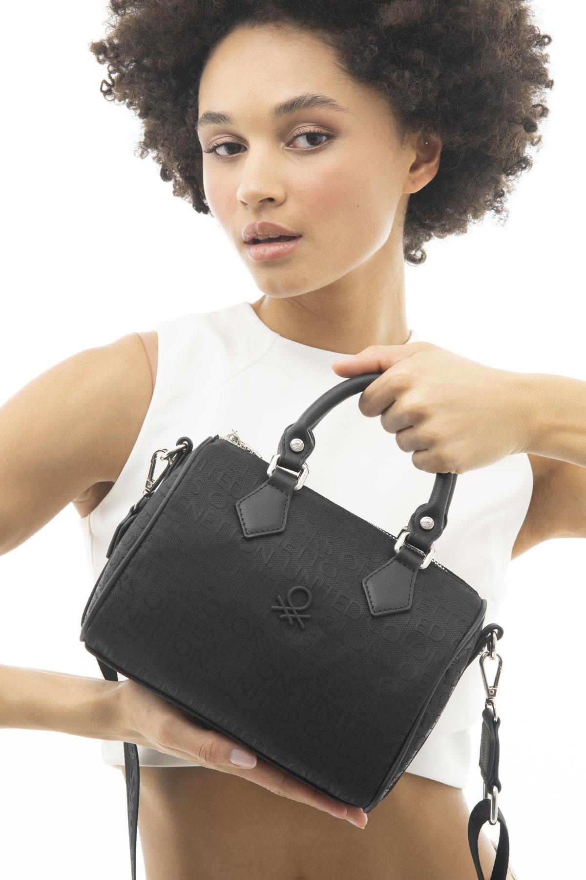 Benetton Baskılı Keten Bavul Çanta BNT1086 SİYAH