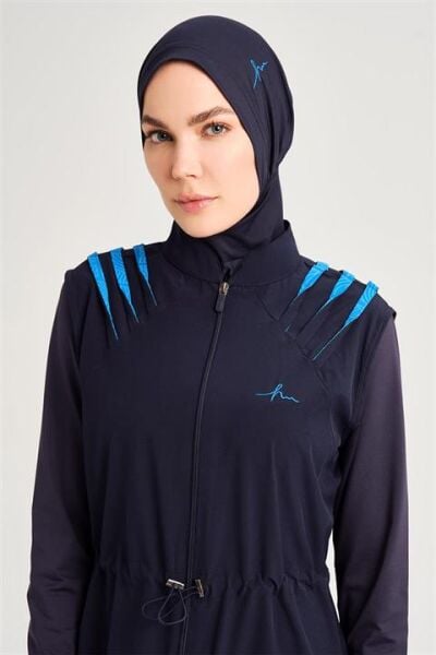 Haşema Su Serisi 5 Parça Lacivert Tesettür Mayo Takımı HSM3050