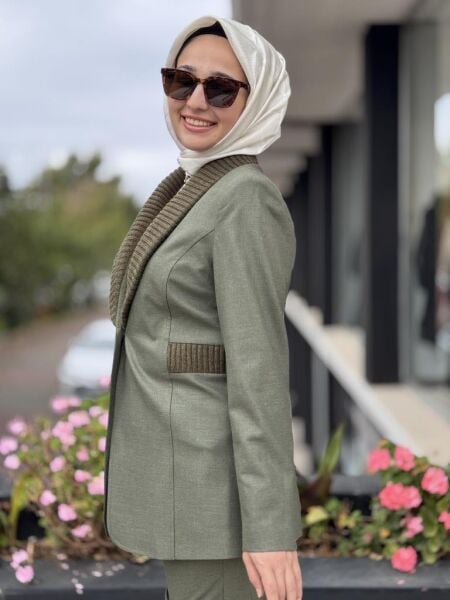 Kahma Triko Detaylı Ceket Pantolon Takım