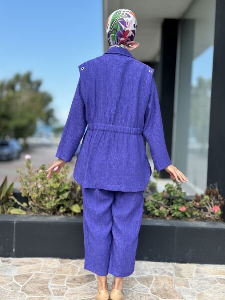 Ghisa 3 Lü Ceket Tunik Pantolon Takım 3946 MOR - 1