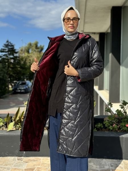 Almarwah Peluş Astarlı Kapitone Fermuarlı Mont 505299