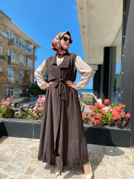 Misswhence Drape ve Fermuar Detaylı Cupra İpek Yelek 37702