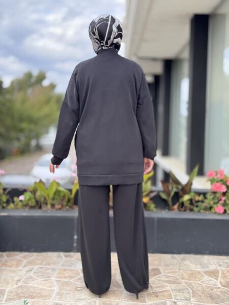 Ghisa Deri ve Payet Detaylı Kap Pantolon Takım G4147