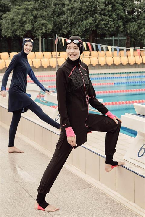 Haşema Performans Serisi 6 Parça Siyah Tesettür Mayo HSM2010 SİYAH - S