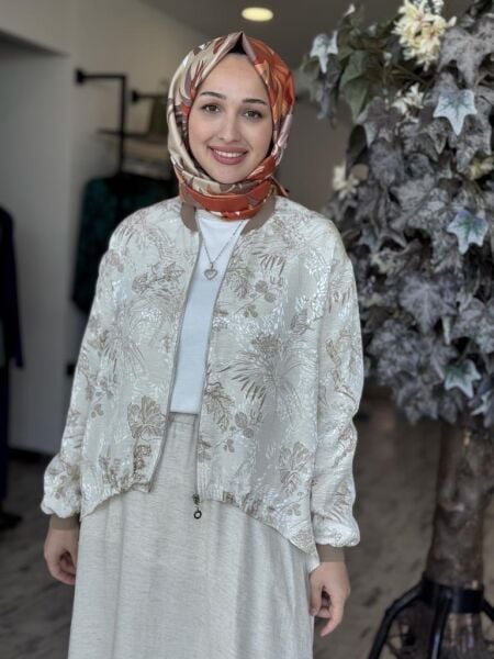 Almarwah Desenli Fermuarlı Ceket Etek Takım 202768