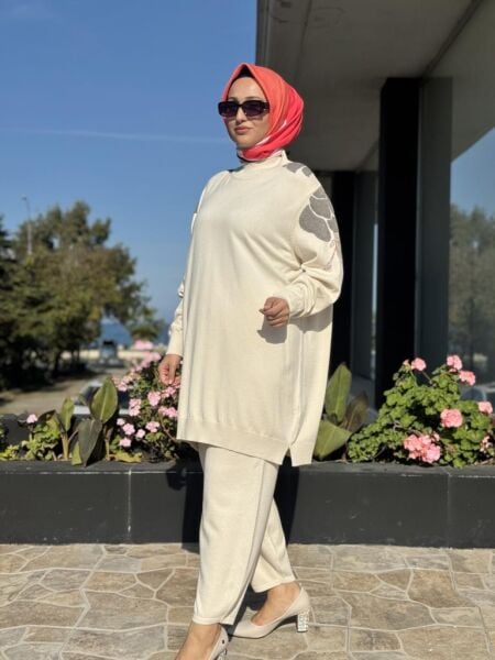 Ghisa Omuzları Desenli Triko Tunik G4664