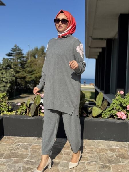 Ghisa Omuzları Desenli Triko Tunik G4664