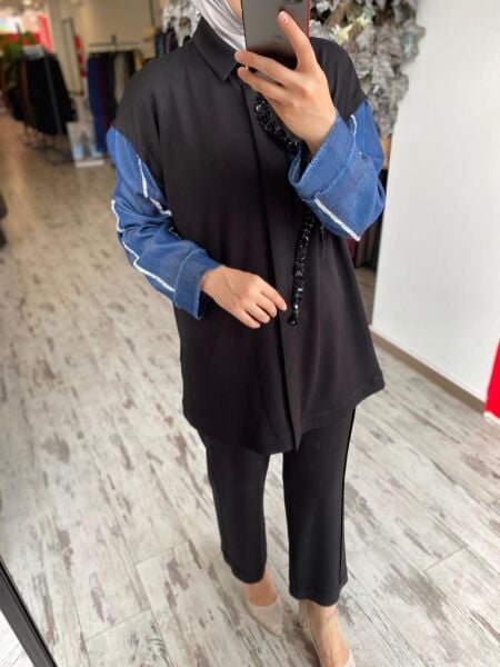 Ghisa Payet ve Kot Detaylı Kap Pantolon Takım 4943