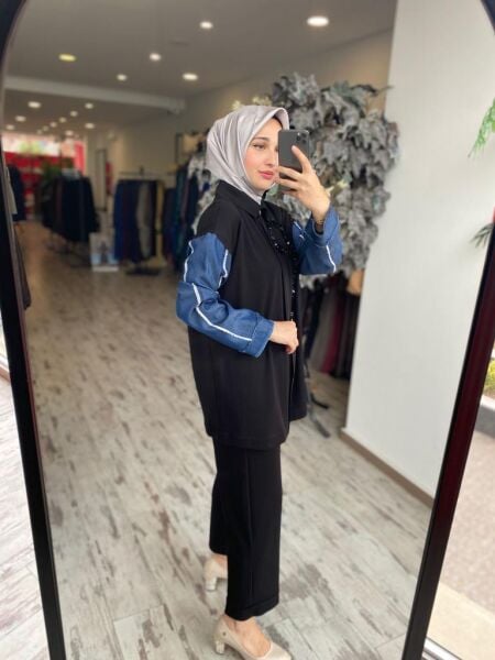 Ghisa Payet ve Kot Detaylı Kap Pantolon Takım 4943