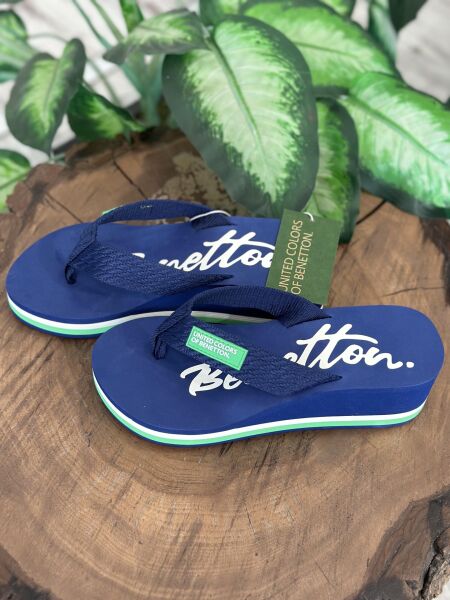 Benetton Dolgu Topuklu Parmak Arası Terlik BNI10218 LACİVERT - 36