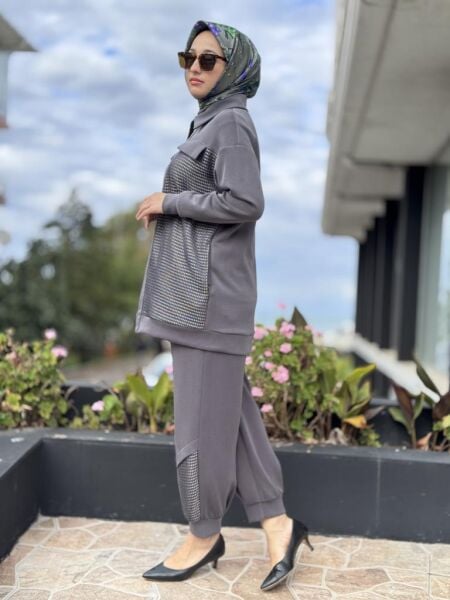 Tığ Triko File Kaplamalı Pantolonlu Takım TKM5007