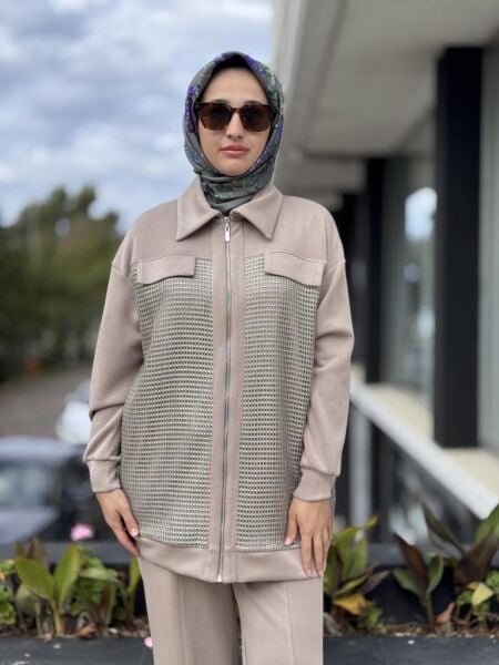 Tığ Triko File Kaplamalı Pantolonlu Takım TKM5007