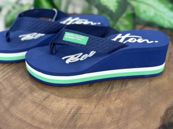 Benetton Dolgu Topuklu Parmak Arası Terlik BNI10218 LACİVERT - 39