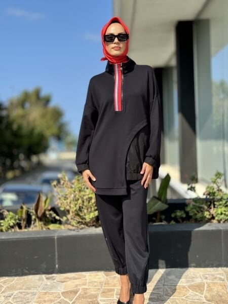 Almarwah Yarım Fermuar Detaylı Tunik Pantolon Takım 202639