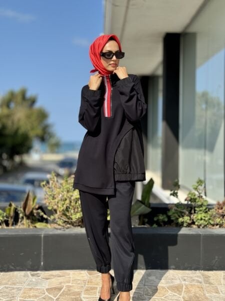 Almarwah Yarım Fermuar Detaylı Tunik Pantolon Takım 202639