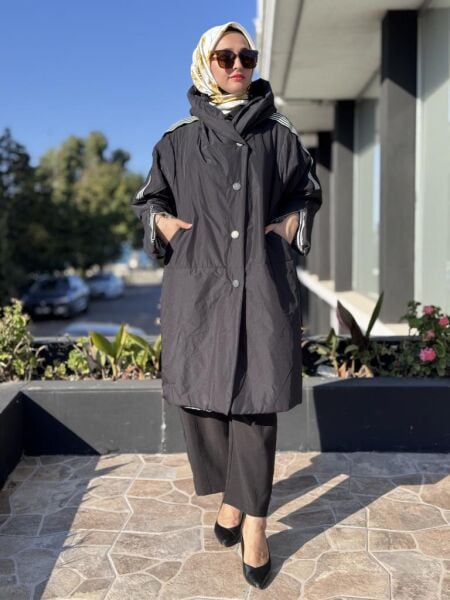 Misswhence Kapüşonlu Çıtçıtlı Şişme Mont 38501