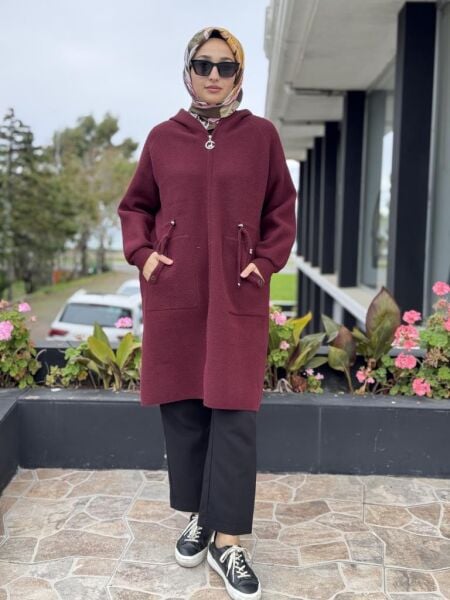 Ghisa Fermuarlı Kapüşonlu Kaban 6545