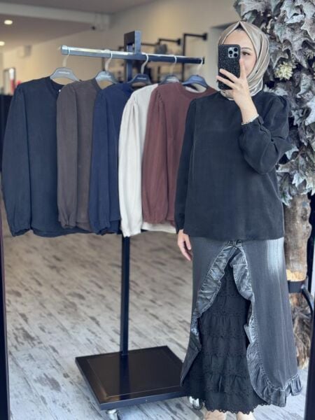 Misswhence Basic Cupra İpek Bluz 37019