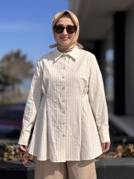Almarwah Çizgili Pamuk Gömlek 101984
