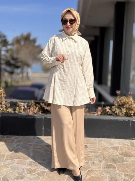 Almarwah Çizgili Pamuk Gömlek 101984