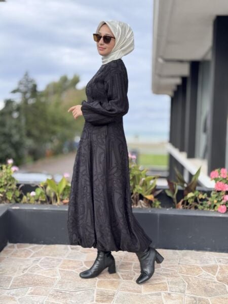 Ghisa Yakma Kumaş Balon Elbise G4108