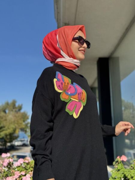 Ghisa Çiçek Desenli Triko Tunik G4662