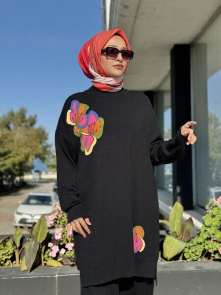 Ghisa Çiçek Desenli Triko Tunik G4662