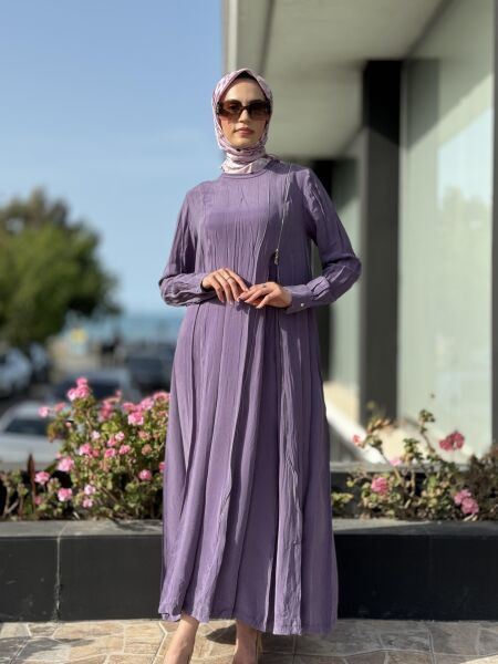 Misswhence Fermuarlı İpek Elbise 35800 LİLA - 44