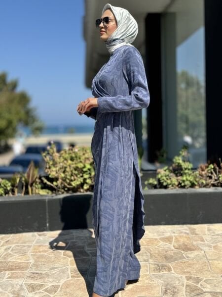 Almarwah Kendinden Desenli Cupra İpek Tulum/Elbise 90464