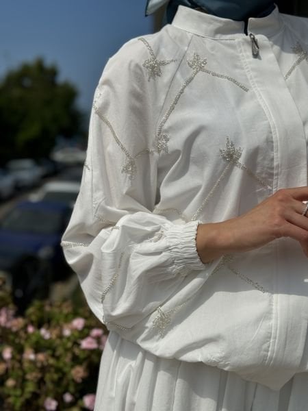 Jamila Sarah  Boncuklu Bomber Ceket Etek Takım 9042