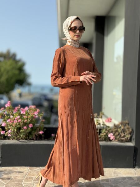 Misswhence Fermuarlı İpek Elbise 35800 TABA - 42