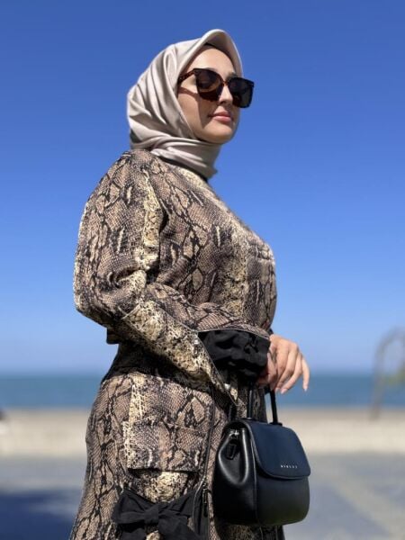 Misswhence Desenli Etek Bluz Cupra İpek Takım 38003