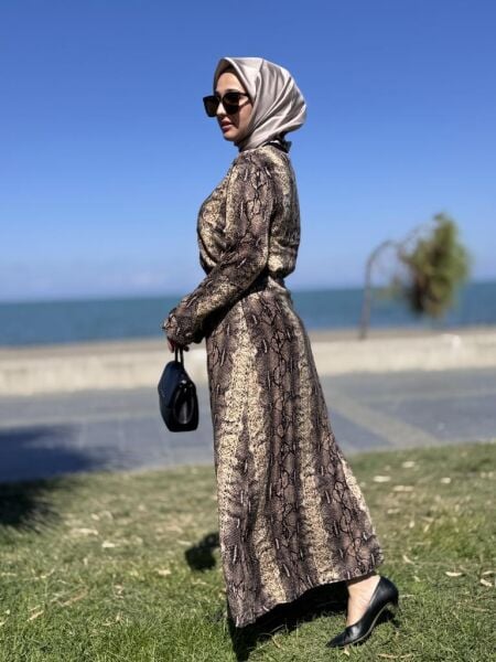 Misswhence Desenli Etek Bluz Cupra İpek Takım 38003