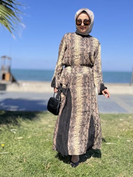 Misswhence Desenli Etek Bluz Cupra İpek Takım 38003