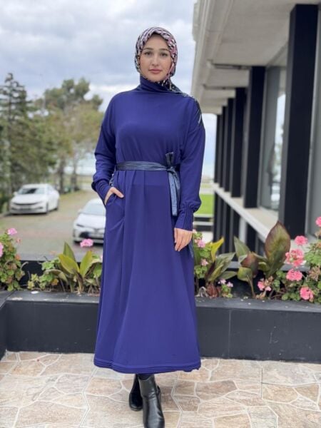 Misswhence Yaka ve Cep Fermuar Detaylı Örme Elbise 38822