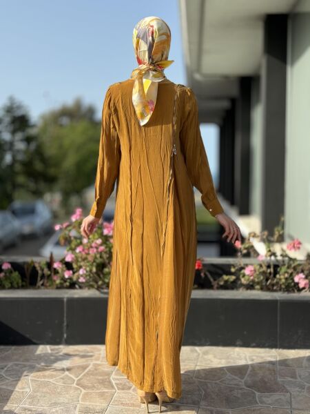 Misswhence Fermuarlı İpek Elbise 35800 Hardal - 38