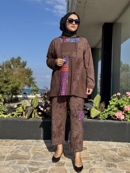 Ghisa Etnik Desenli Tunik Pantolon Takım 4740