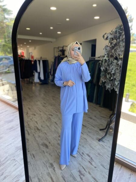 Tığ Triko Önü Komple Nervürlü Yanı Dikişsiz Pantolon Takım TKM3044