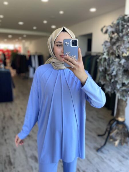 Tığ Triko Önü Komple Nervürlü Yanı Dikişsiz Pantolon Takım TKM3044