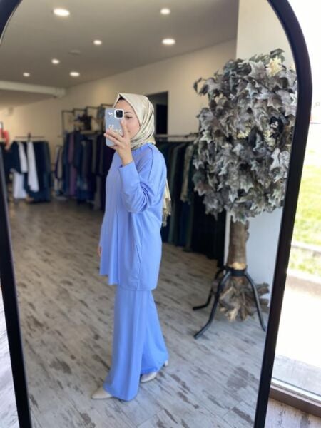 Tığ Triko Önü Komple Nervürlü Yanı Dikişsiz Pantolon Takım TKM3044