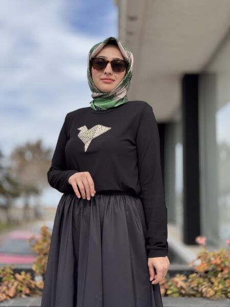 Qupra Taş Detaylı Bluz Etek Takım WAB82094