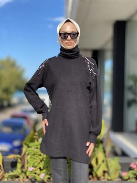 Qupra Omuzları Taş İşlemeli Tunik QAV54005