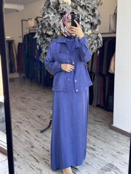 Almarwah Yelekli Cupra İpek Elbise 202781