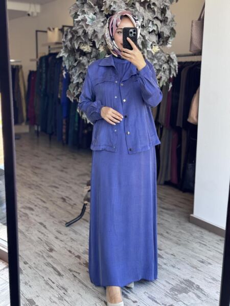 Almarwah Yelekli Cupra İpek Elbise 202781